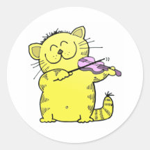 Violinista lindo del gatito etiquetas  