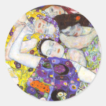 Virgen, Gustavo Klimt Etiqueta Redonda