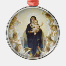 Virgen María y Jesús con ángeles Adorno