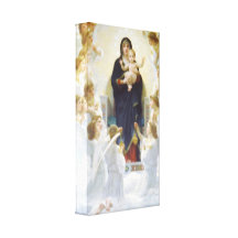 Virgen María y Jesús con ángeles Impresiones En Lona