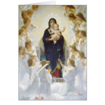 Virgen María y Jesús con ángeles Tarjetón