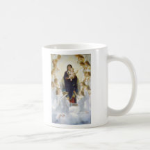Virgen María y Jesús con ángeles Tazas De Café