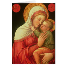 Virgen y niño, c.1465 (aceite en el panel) tarjeton
