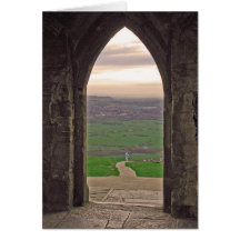 visión desde el tor de Glastonbury Tarjetón