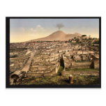 Visión general y vintage de Vesuvio, Pompeya, Ital Tarjeta Postal