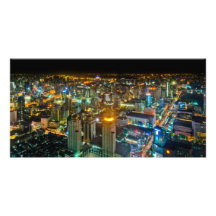 Visión sobre Bangkok en la noche de la torre II de Tarjeta Con Foto Personalizada