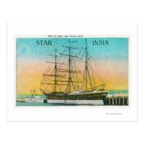 Vista de la estrella del barco de la India atracad tarjetas postales