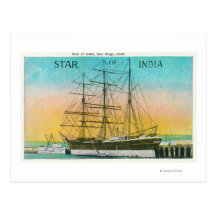 Vista de la estrella del barco de la India atracad Tarjeta Postal