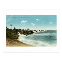 Vista de la resaca y del rompeolas tarjetas postales
