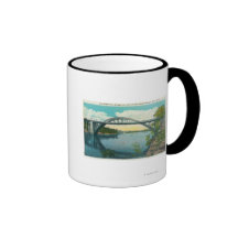 Vista de nuevo puente colgante tazas