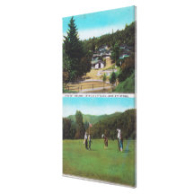 Vista del campo de golf, argumentos del croquet, c lona envuelta para galerías