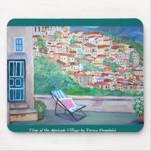 Vista del pueblo Mousepad de Apricale Tapetes De Raton