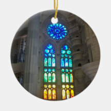 Vitral anaranjado y azul ornamentos de navidad