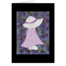 Vitral de Sunbonnet Sue (lavanda) Felicitaciones