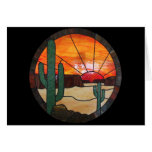 Vitral Notecard de la puesta del sol del desierto Felicitaciones