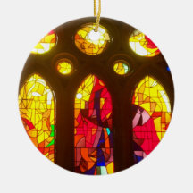 Vitral rojo y anaranjado adorno