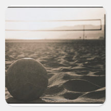 Voleibol en la arena calcomanías cuadradases