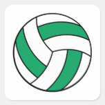 voleibol verde y blanco calcomania cuadrada personalizada