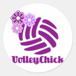 VolleyChickPurpleFlowers Etiqueta
