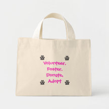 Voluntario, fomente, done, adopte el tote bolsa lienzo