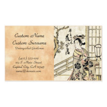 Voluta japonesa fresca de la señora del geisha del tarjetas de visita
