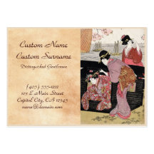 Voluta japonesa fresca de la señora del geisha del tarjeta de visita