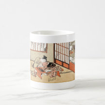 Voluta japonesa fresca del geisha del ukiyo-e del  taza de café
