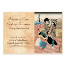 Voluta japonesa fresca del guerrero del ukiyo-e de tarjeta de visita