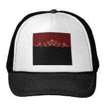 Voluta negra y roja del oro del damasco gorro de camionero
