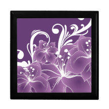 Volutas blancas florales púrpuras cajas de joyas