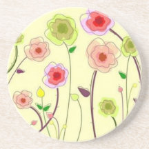 Volutas � flores sobre motivo amarillo - posavasos manualidades