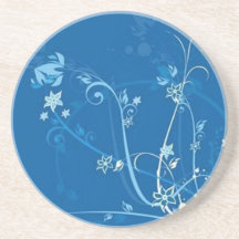 Volutas � flores sobre motivo azul - posavasos para bebidas