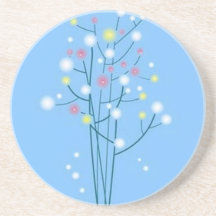 Volutas � flores sobre motivo azul - posavasos diseño