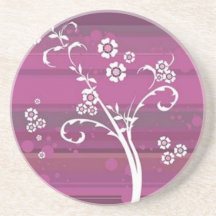 Volutas � flores sobre motivo fushia - posavasos diseño