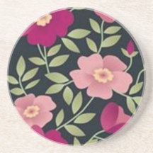 Volutas � flores sobre motivo negro - posavasos para bebidas