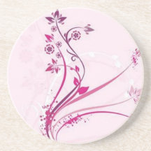 Volutas � flores sobre motivo rosado - posavasos personalizados