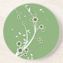 Volutas � flores sobre motivo verde - posavasos personalizados