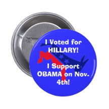 ¡Voté por HILLARY! ¡Apoyo a OBAMA! Pin