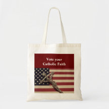 Vote su bolso católico de la fe bolsas lienzo