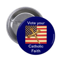 Vote su botón católico de la fe pins
