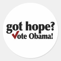 Voto conseguido Obama de la esperanza Etiqueta Redonda