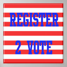 Voto del registro 2 en rojo, blanco y azul poster