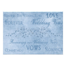 Votos de boda de la renovación - texturas del azul anuncio personalizado