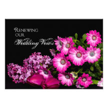 Votos de boda de renovación - invitación - flor pú