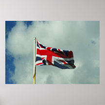 Vuelo de la bandera del Union Jack Posters