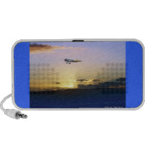 Vuelo de la puesta del sol sobre el Pacífico Mini Altavoz