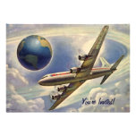 Vuelo del aeroplano del vintage alrededor de la du invitacion personal 
