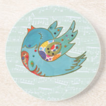 Vuelo lindo del pájaro y canto posavasos personalizados