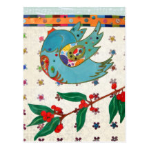 Vuelo lindo del pájaro y canto tarjetas postales