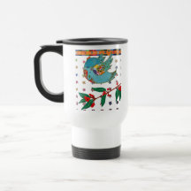 Vuelo lindo del pájaro y canto tazas de café
